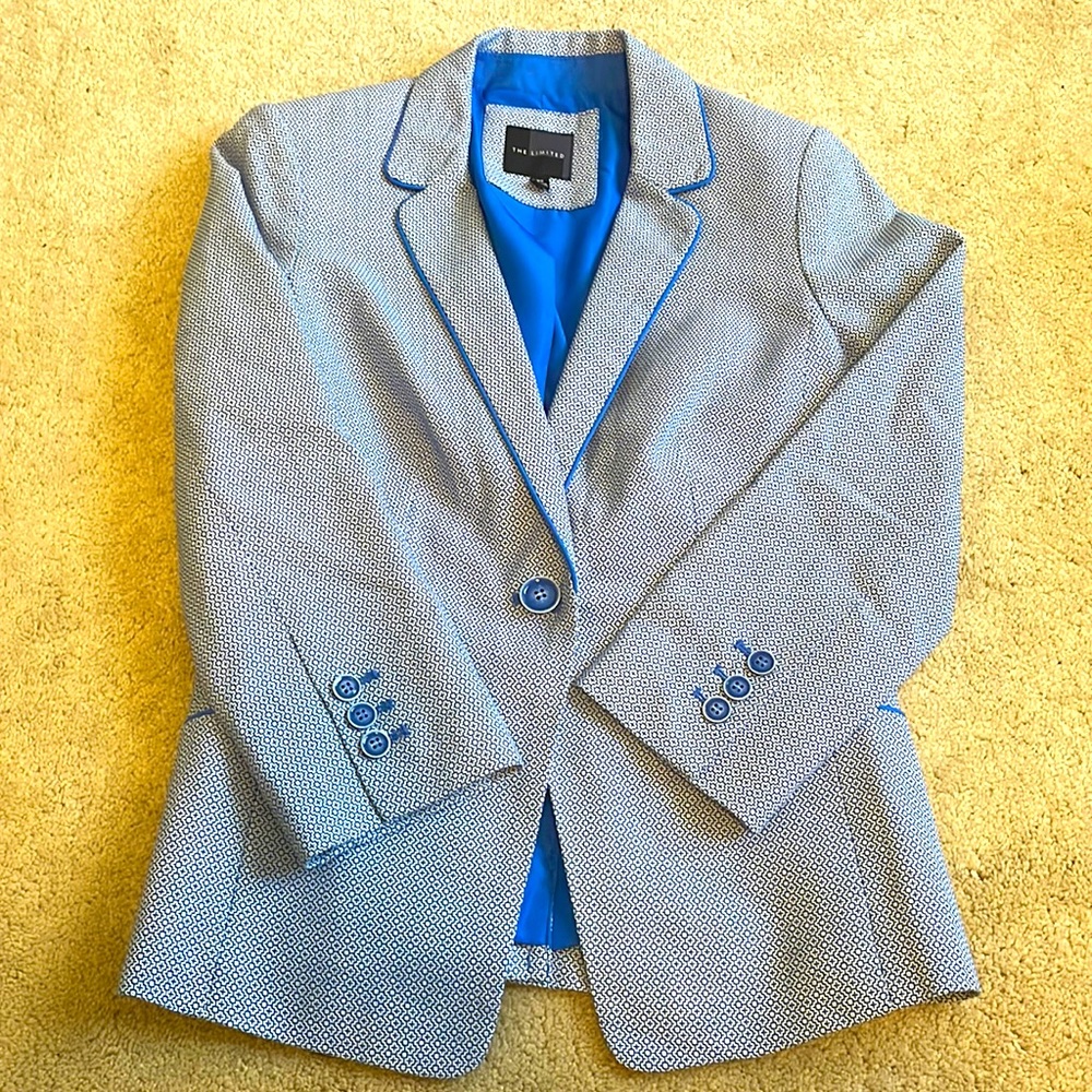 The Limited blue and white blazer